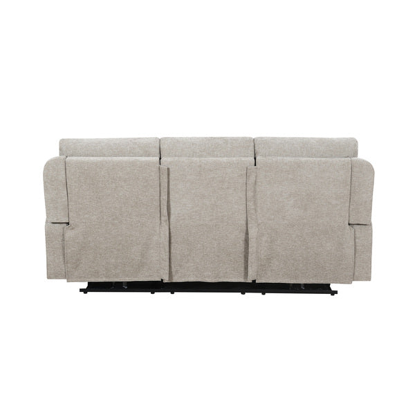 Knightsbridge 3 seater electric recliner sofa in fossil, rear view