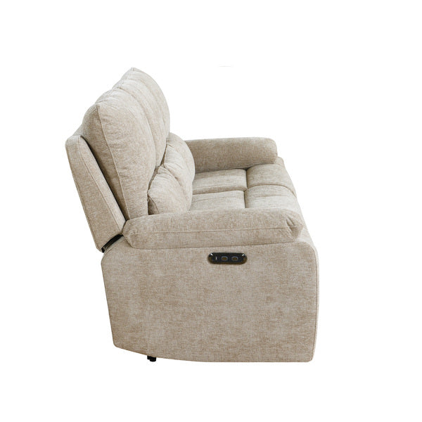 Knightsbridge 3 seater electric recliner sofa in fossil, side profile