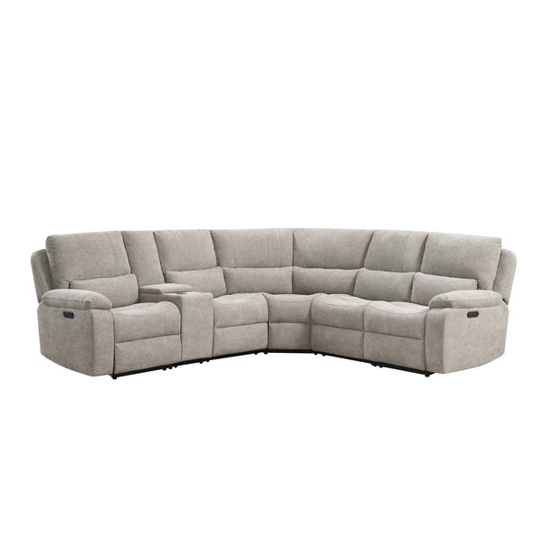 Knightsbridge electric recliner corner sofa in fossil, complete corner sofa