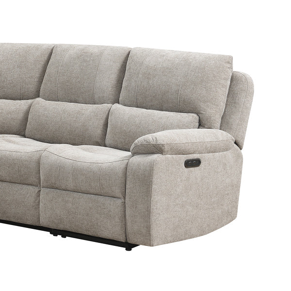 Knightsbridge electric recliner corner sofa in fossil, right section and controls
