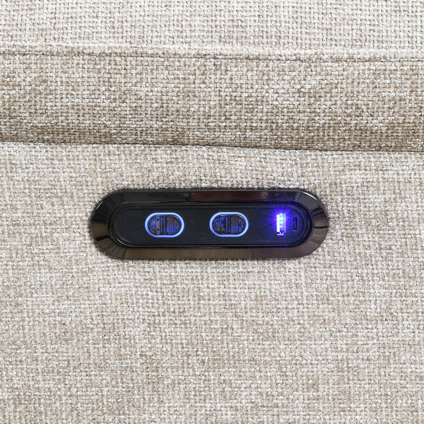 Knightsbridge electric recliner corner sofa in fossil, usb recline control close up