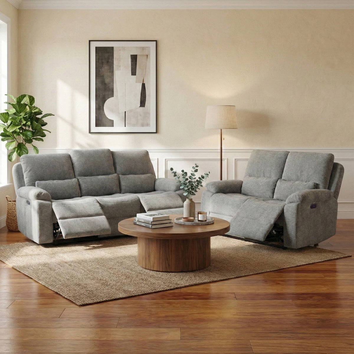 Knightsbridge in Granite, 3+2 suite reclined in a living room