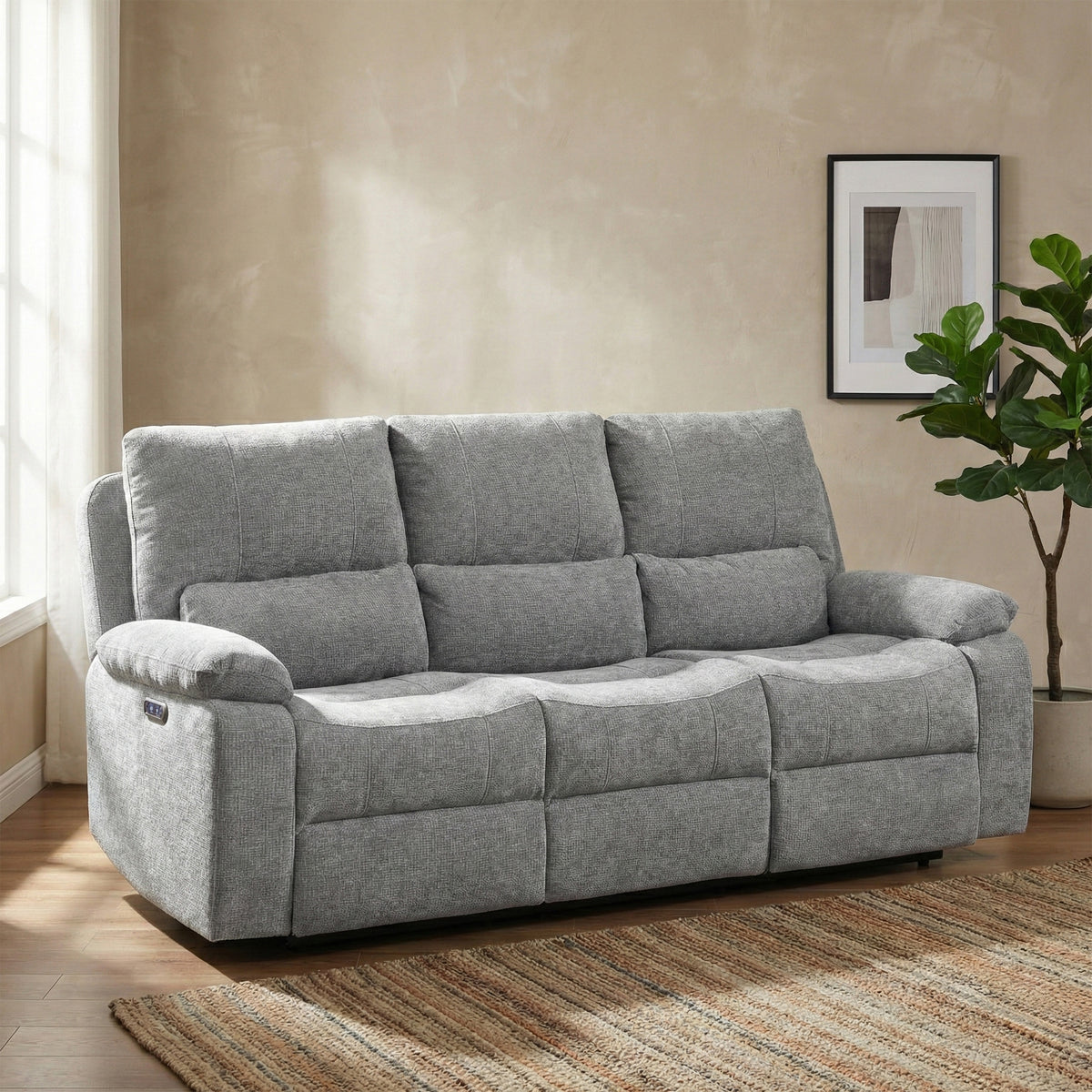 Knightsbridge in Granite, 3 seater sofa upright in a living room