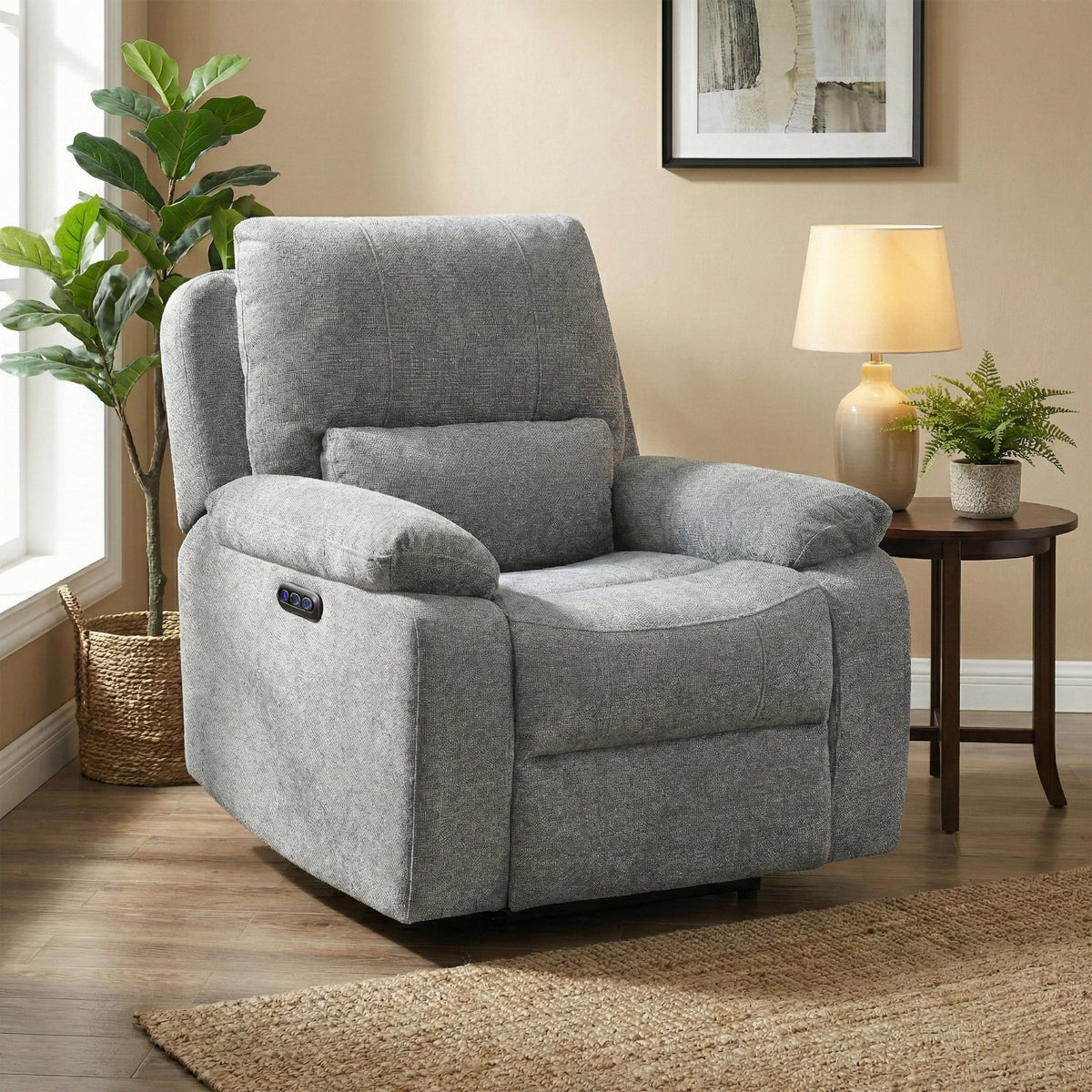 Knightsbridge in Granite, armchair upright in a living room