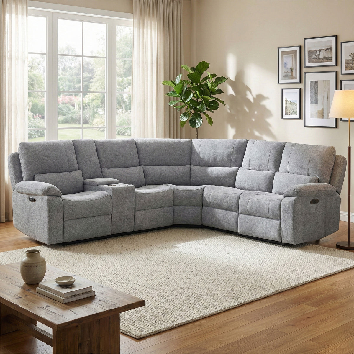 Knightsbridge in Granite, corner sofa in a living room