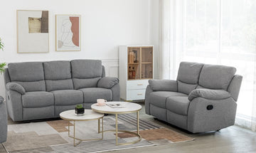 Nordic 3+2 Recliner Sofa Suite- Grey (Fabric)