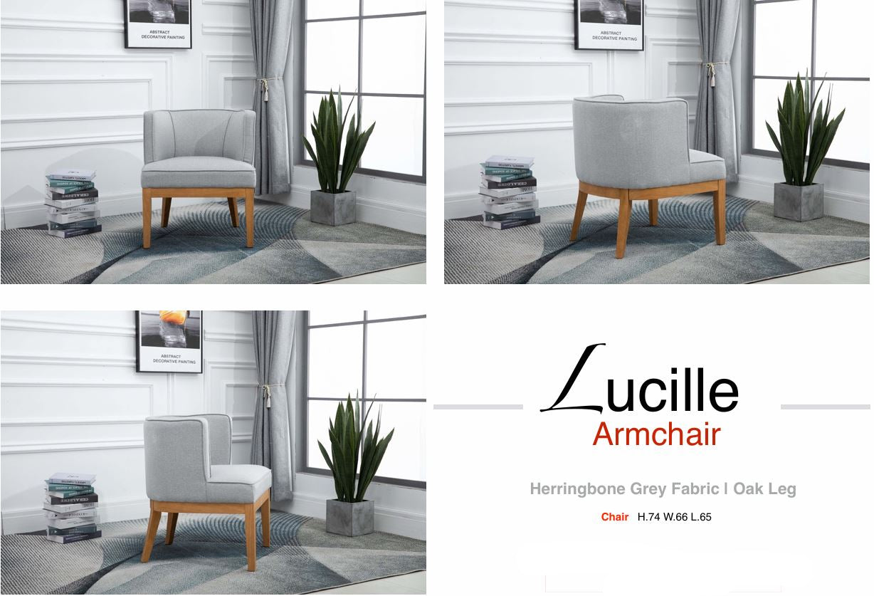 Lucille Armchair- Herringbone Grey