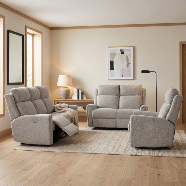 Mayfair 2 seater electric recliner sofa in ash, front upright