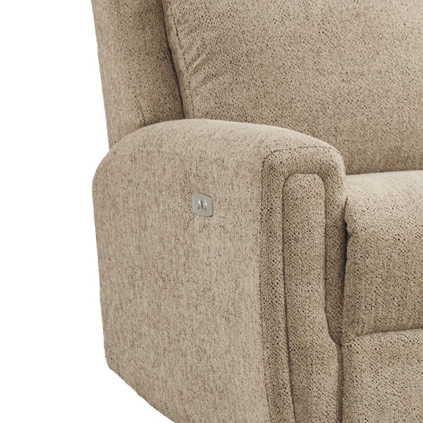 Mayfair 2 seater electric recliner sofa in beige, padded armrest and recline control