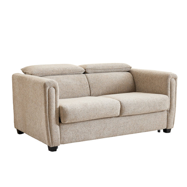 Mayfair 2 seater pull-out sofa bed in beige, angled sofa view