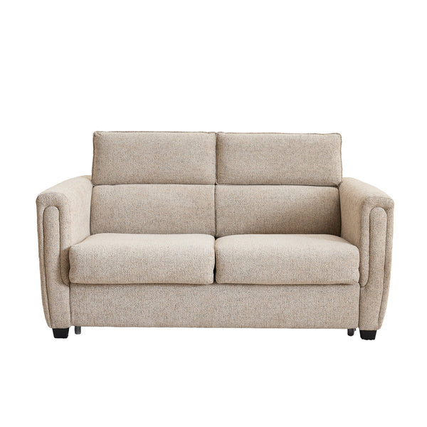 Mayfair 2 seater pull-out sofa bed in beige, front sofa view