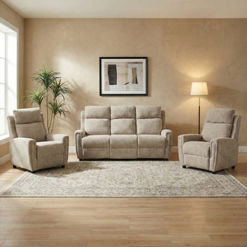Mayfair 3+1+1 fixed sofa set in beige, living room sofa two armchairs