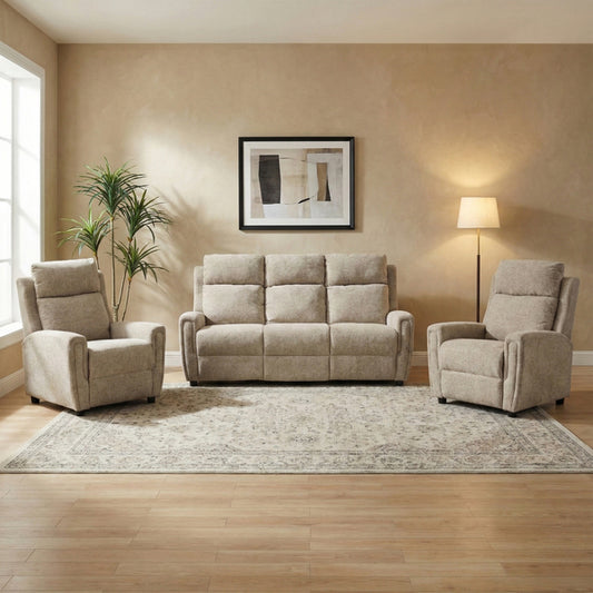 Mayfair 3+1+1 fixed sofa set in beige, living room sofa two armchairs