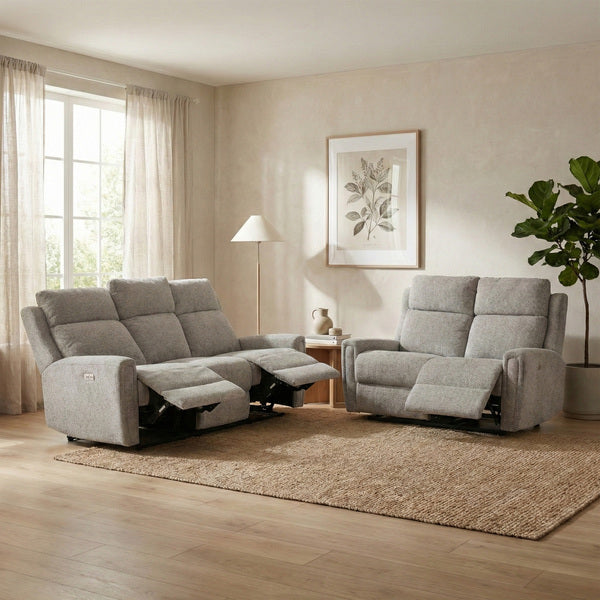 Mayfair 3+2 electric recliner sofa set in ash, living room reclining sofa set