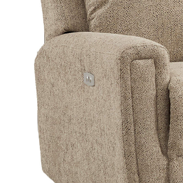 Mayfair 3+2 electric recliner sofa set in beige, padded armrest and recline control