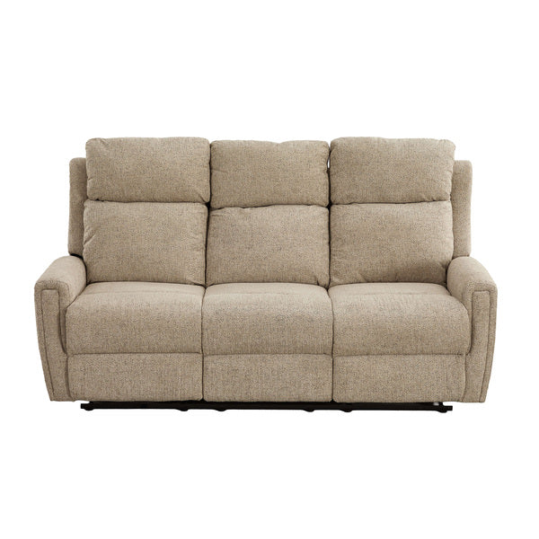 Mayfair 3 seater electric recliner sofa in beige, front upright