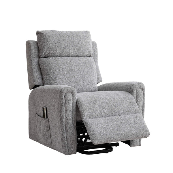 Mayfair dual motor electric lift & tilt recliner armchair in ash, angled footrest raised