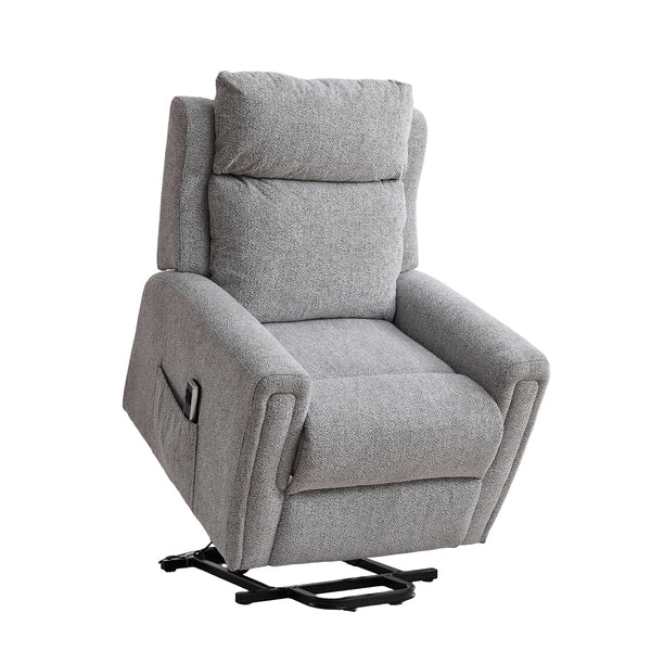 Mayfair dual motor electric lift & tilt recliner armchair in ash, angled lift position