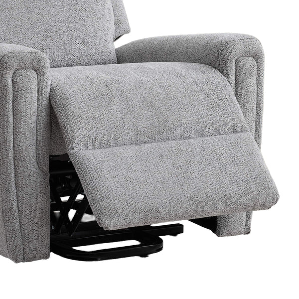 Mayfair dual motor electric lift & tilt recliner armchair in ash, raised footrest close up