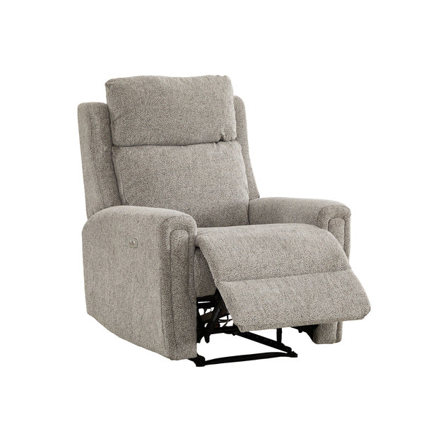 Mayfair electric recliner armchair in ash, angled footrest raised