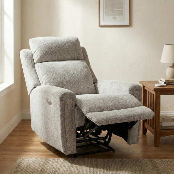 Mayfair electric recliner armchair in ash, living room footrest raised