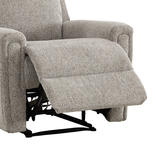 Mayfair electric recliner armchair in ash, raised footrest close up