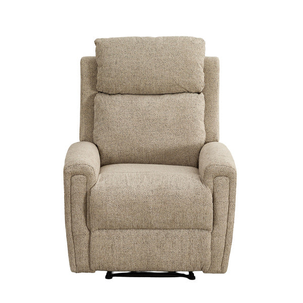 Mayfair electric recliner armchair in beige, front footrest raised