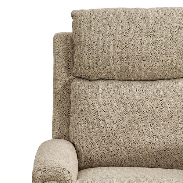 Mayfair electric recliner armchair in beige, high headrest detail