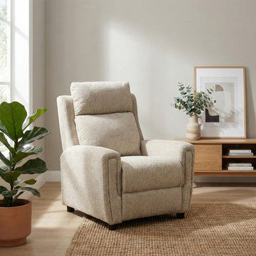 Mayfair fixed armchair in beige, living room angled armchair