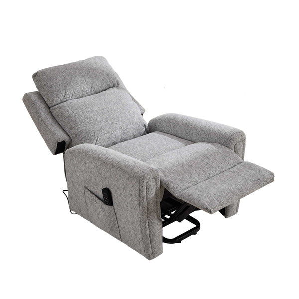 Mayfair quad motor electric lift & tilt recliner armchair in ash, fully reclined view