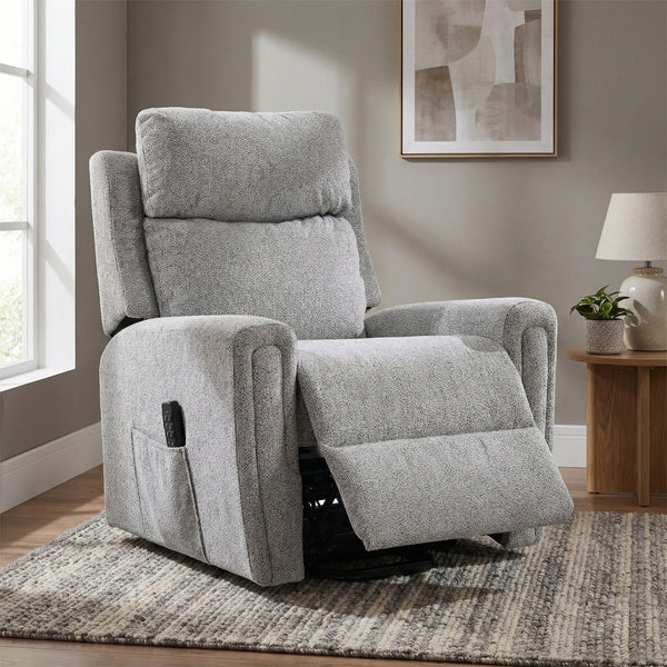 Mayfair quad motor electric lift & tilt recliner armchair in ash, living room reclined footrest