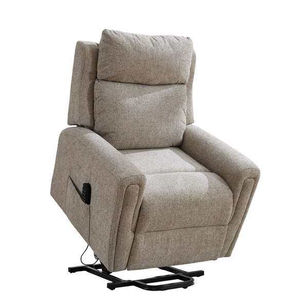 Mayfair quad motor electric lift & tilt recliner armchair in beige, raised lift position