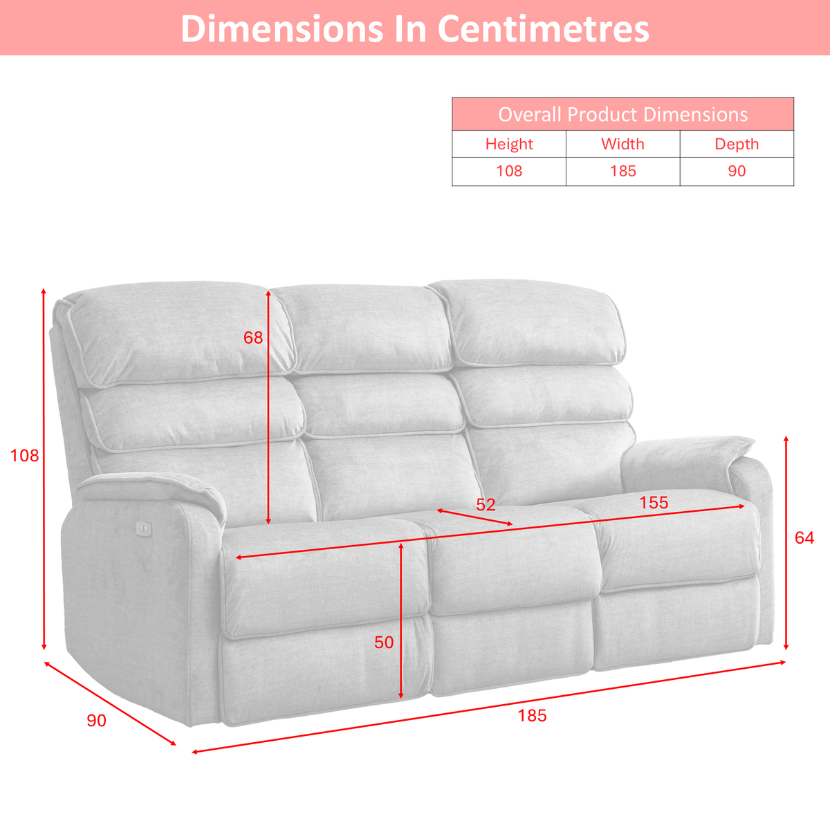 Savoy 3 Seater Electric Taupe