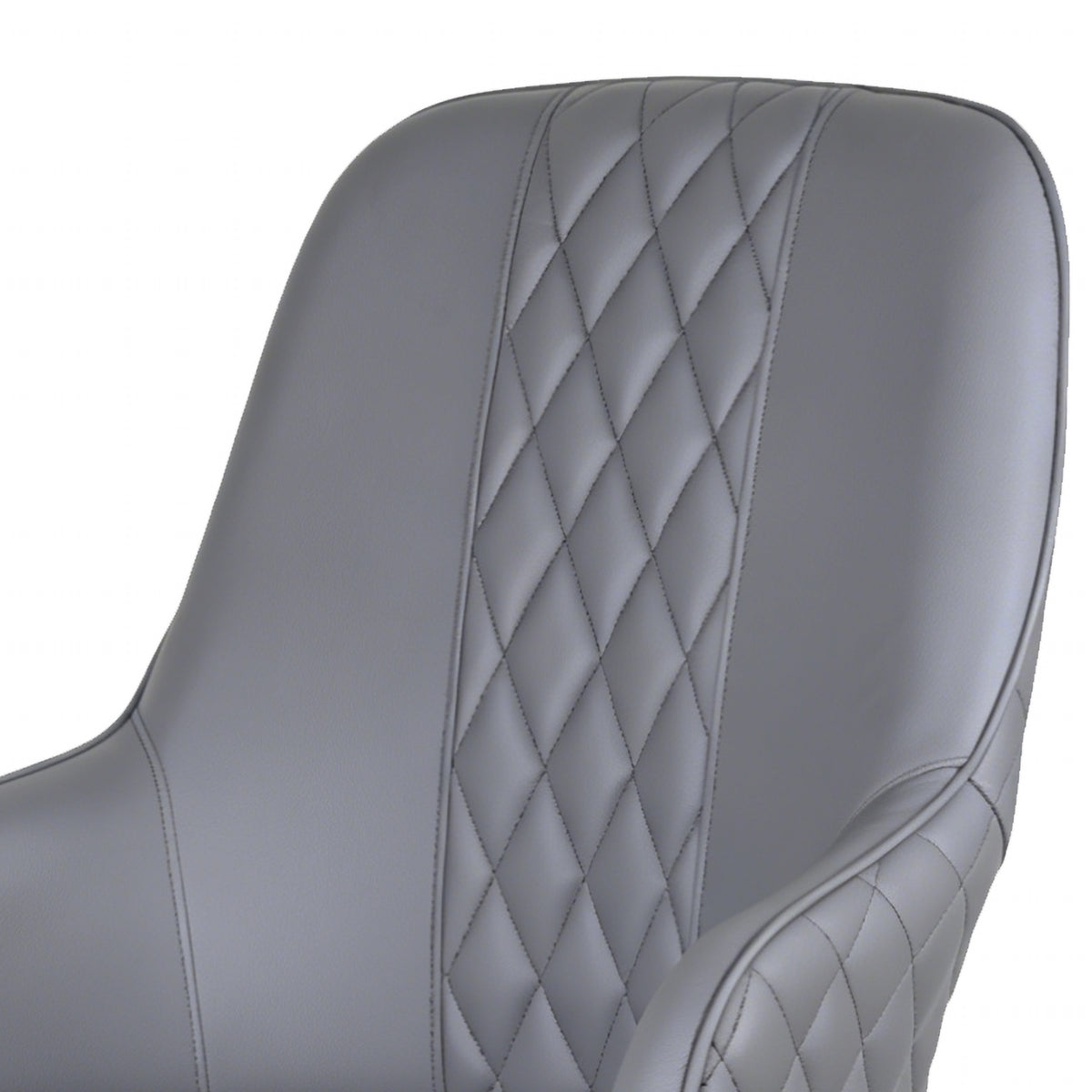 Montrose Grey PU office chair, diamond-quilted back detail