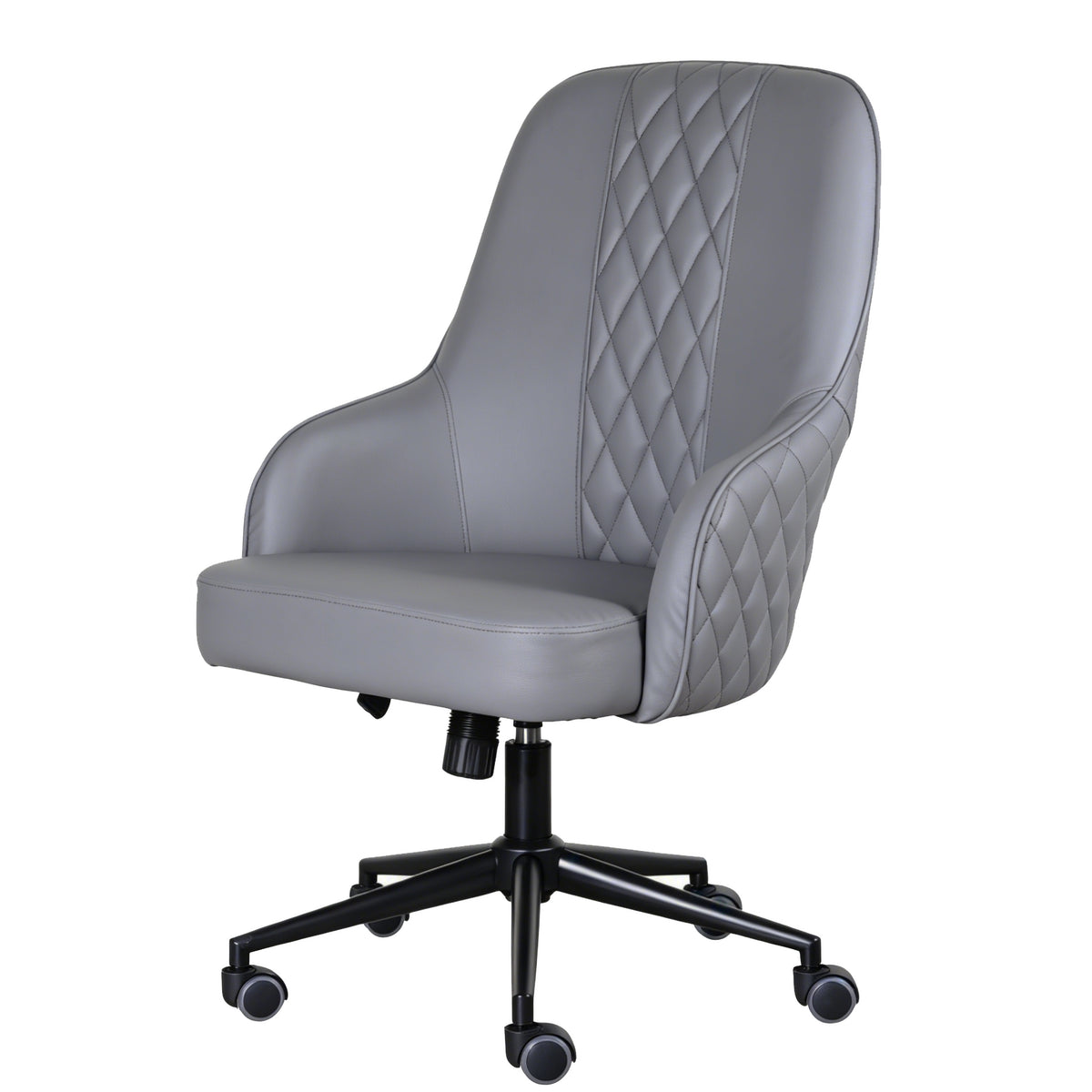 Montrose Grey PU office chair, front angled view