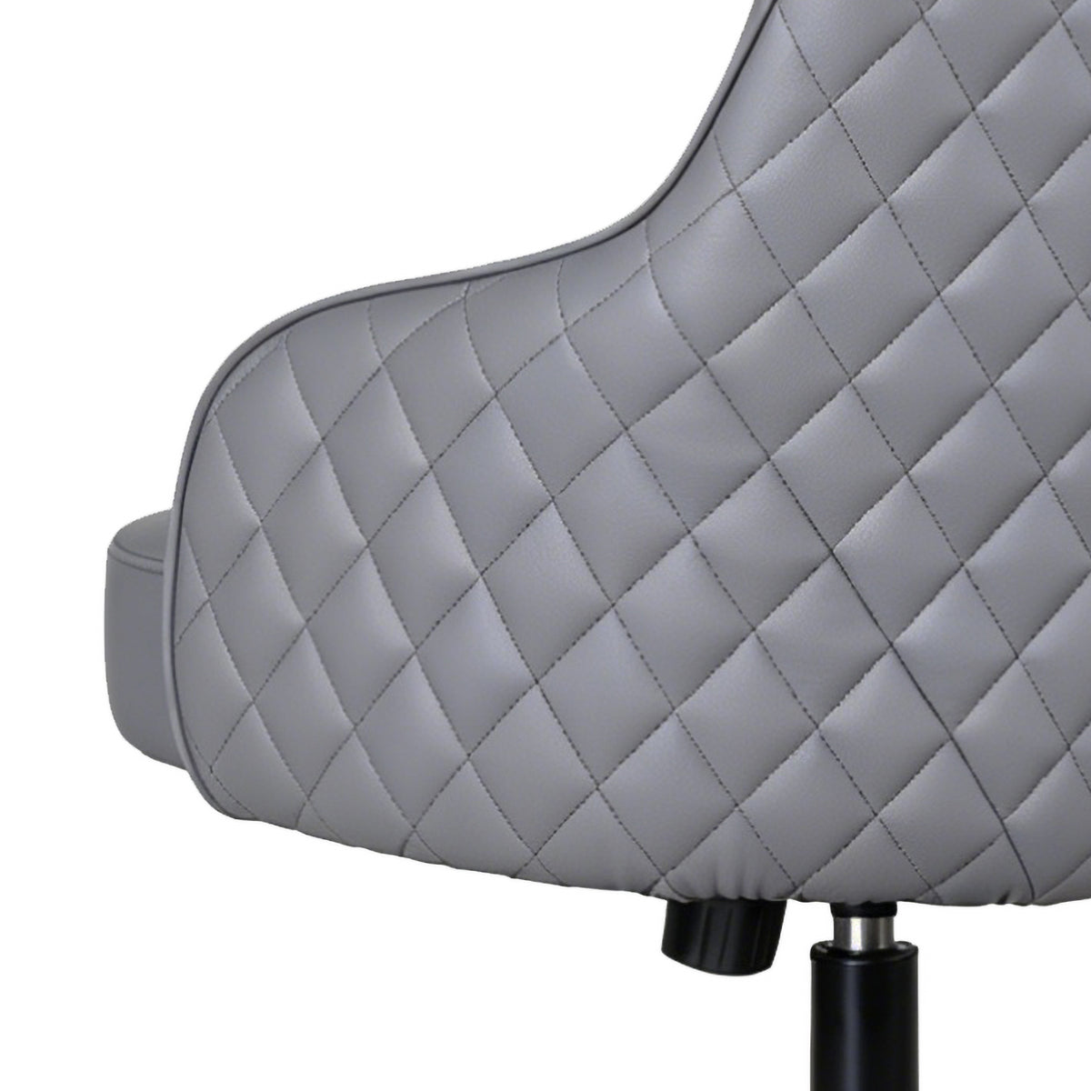 Montrose Grey PU office chair, quilted side panel detail