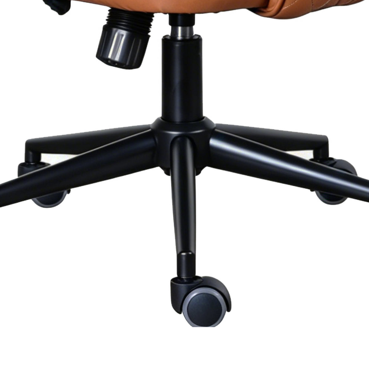 Montrose Tan PU office chair, black five-star base and castors