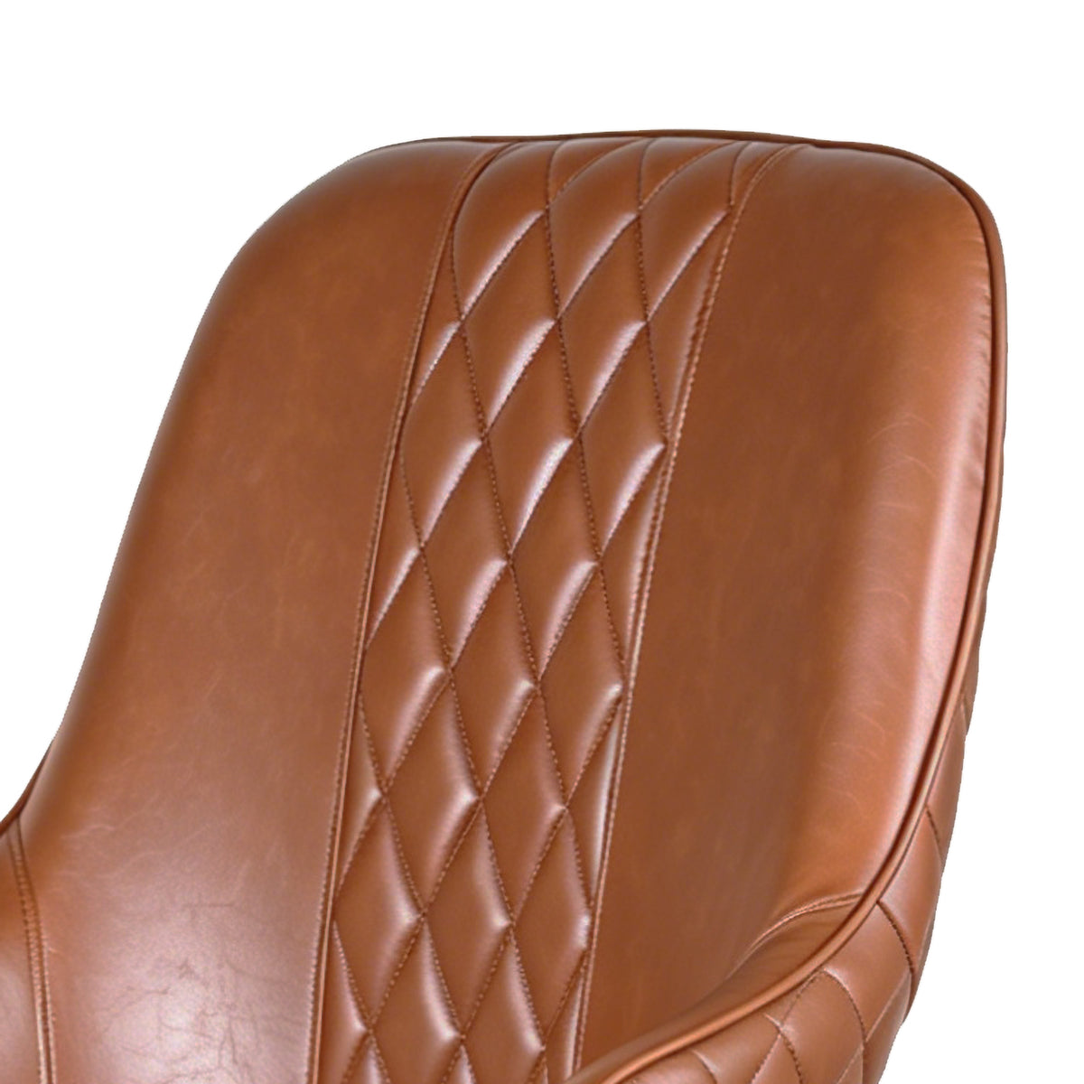 Montrose Tan PU office chair, diamond-quilted back detail