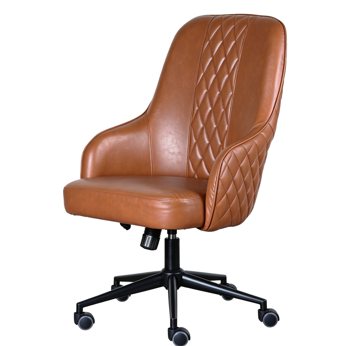 Montrose Tan PU office chair, front angled view