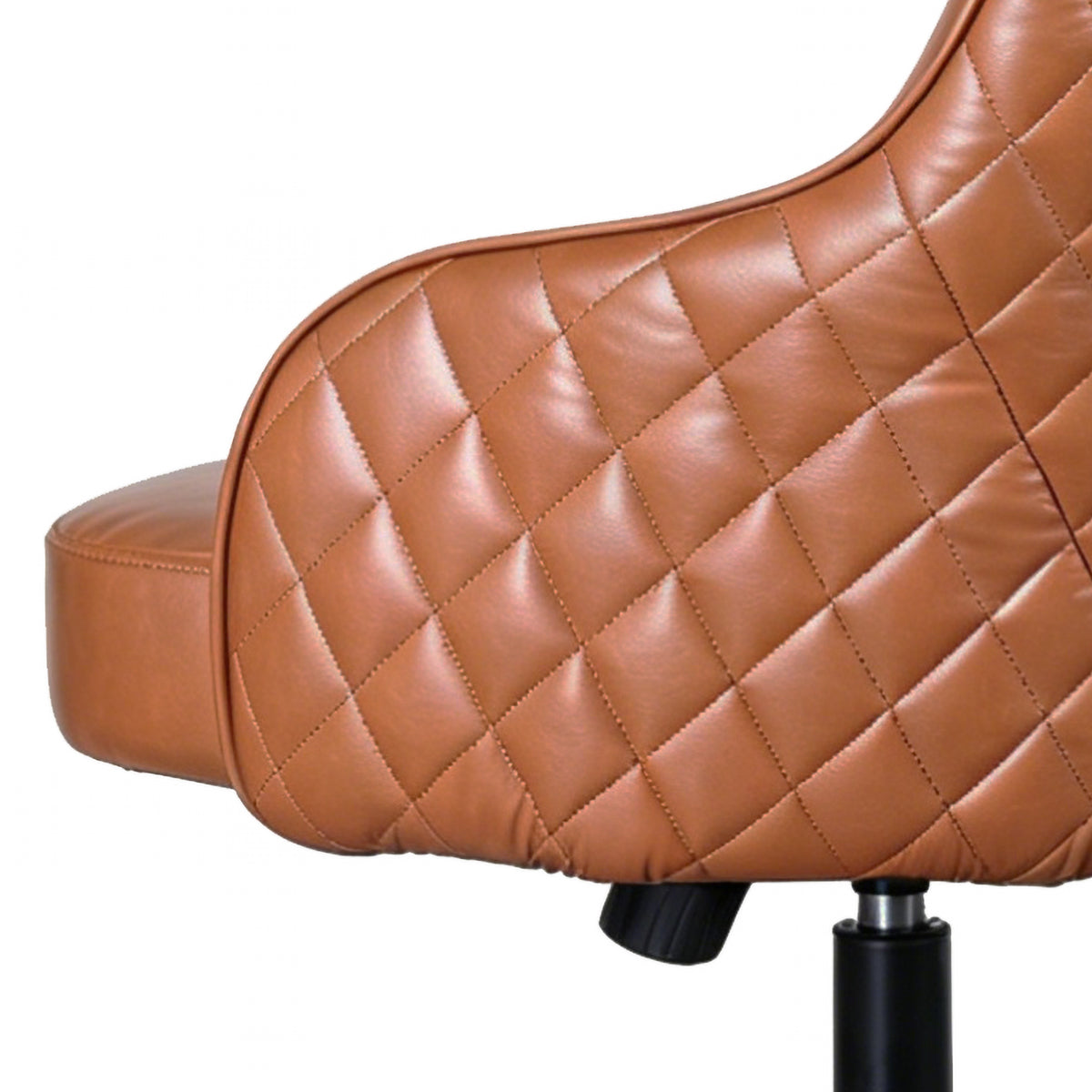 Montrose Tan PU office chair, quilted side panel detail
