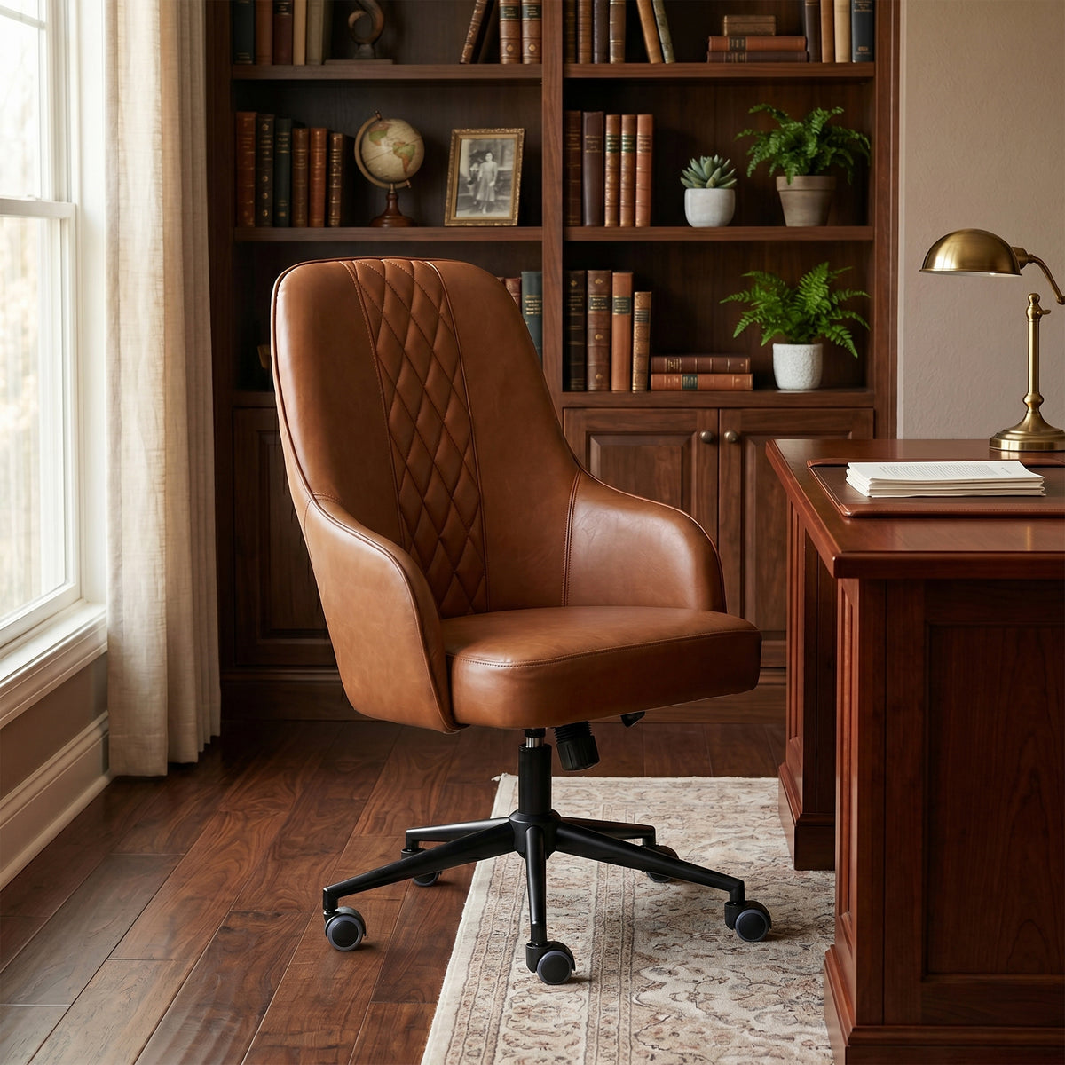 Montrose Tan PU office chair, room lifestyle view