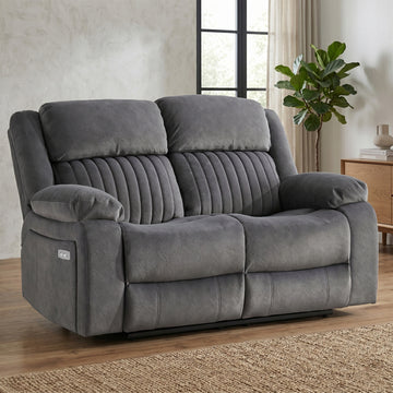 Morgan 2 Seater Electric Recliner Sofa in Slate Grey, in a living room setting