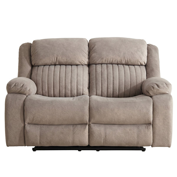 Morgan 2 Seater Electric Recliner Sofa in Taupe, front view with the footrests closed