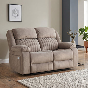 Morgan 2 Seater Electric Recliner Sofa in Taupe, in a living room setting