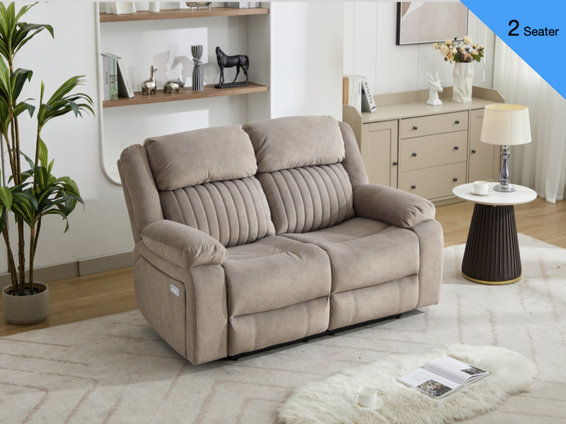 Morgan 2 Seater Electric Recliner Sofa in Taupe, shown in the supplier's promotional product image