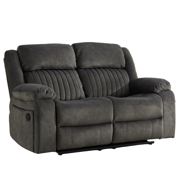 Morgan 2 Seater Manual Recliner Sofa in Iron, front view with the footrests closed