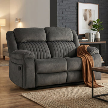 Morgan 2 Seater Manual Recliner Sofa in Iron, in a living room setting