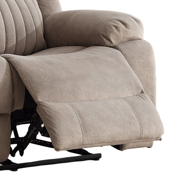 Morgan taupe sofa extended footrest detail