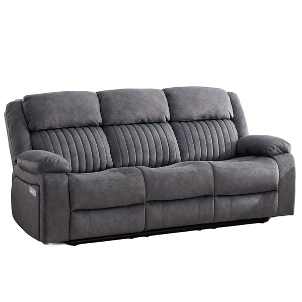 Morgan 3+1+1 Electric Recliner Suite in Slate Grey, 3-seater sofa shown at an angle