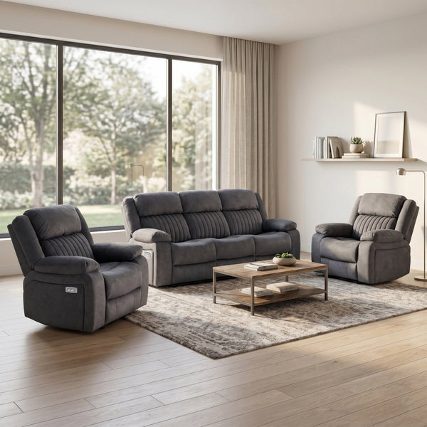 Morgan 3+1+1 Electric Recliner Suite in Slate Grey, in a living room setting